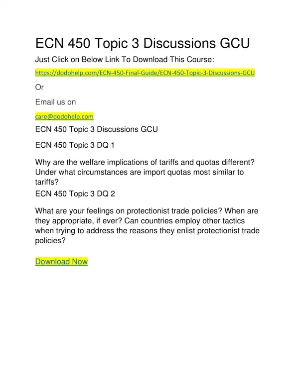 ECN 450 Topic 3 Discussions GCU