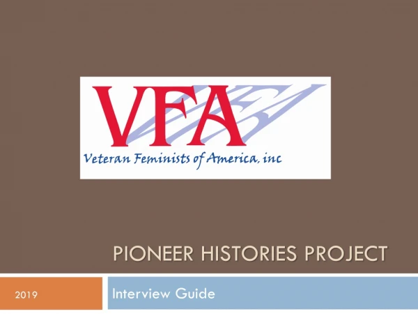 Pioneer histories project