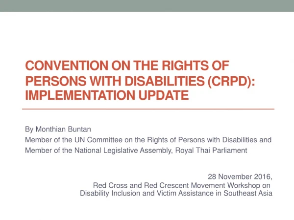 Convention on the Rights of Persons with Disabilities (CRPD): implementation update