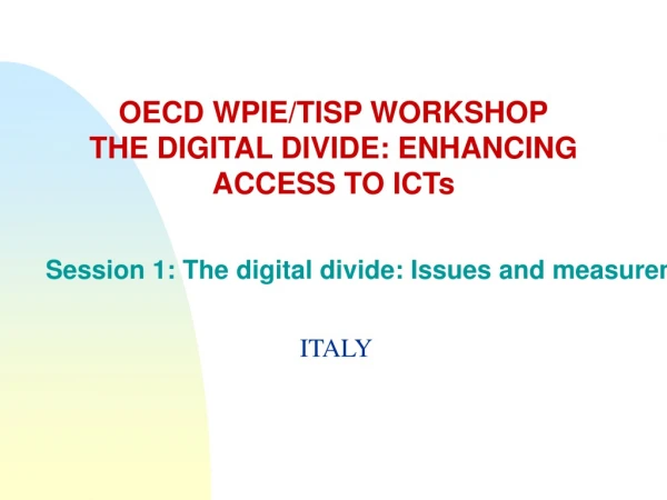 OECD WPIE/TISP WORKSHOP THE DIGITAL DIVIDE: ENHANCING ACCESS TO ICTs