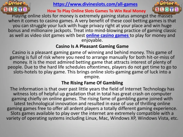 how to play online slots games to win real money
