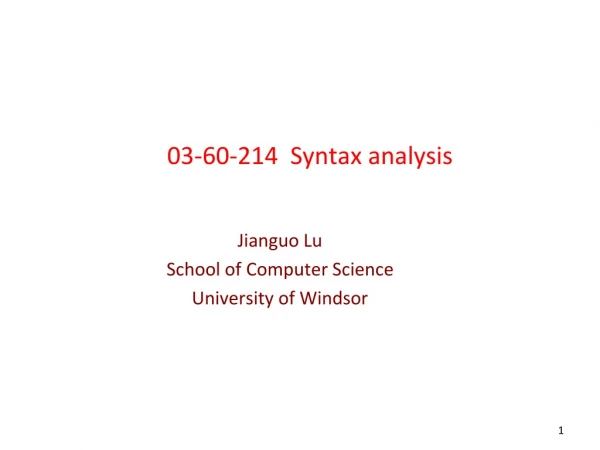 03-60-214 Syntax analysis