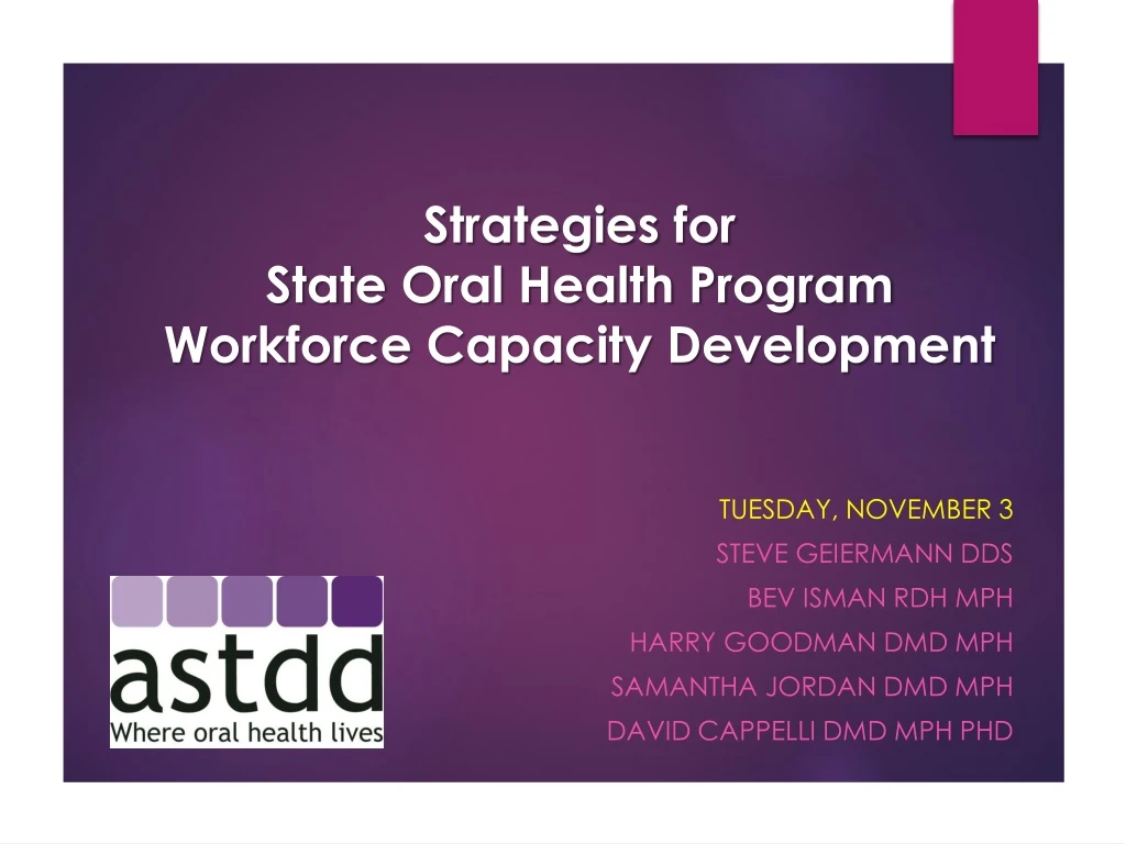 strategies for state oral health program workforce capacity development