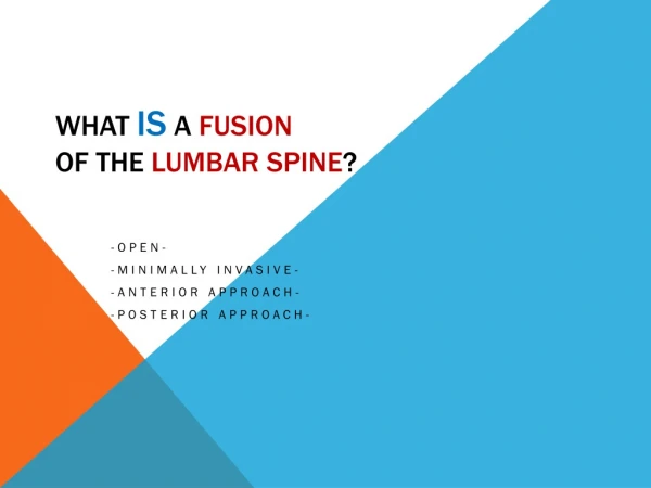 WHAT is a FUSION of the LUMBAR SPINE ?