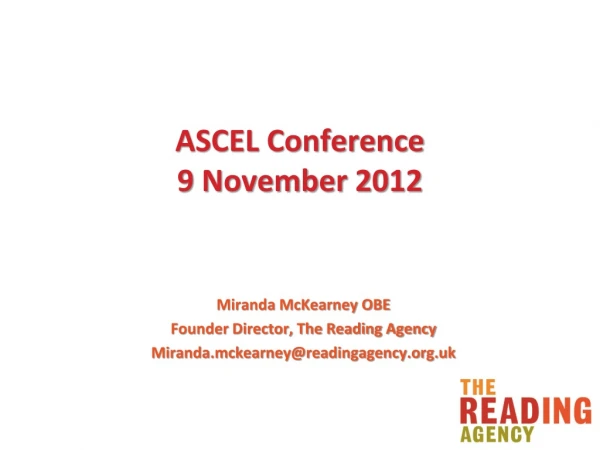 ASCEL Conference 9 November 2012