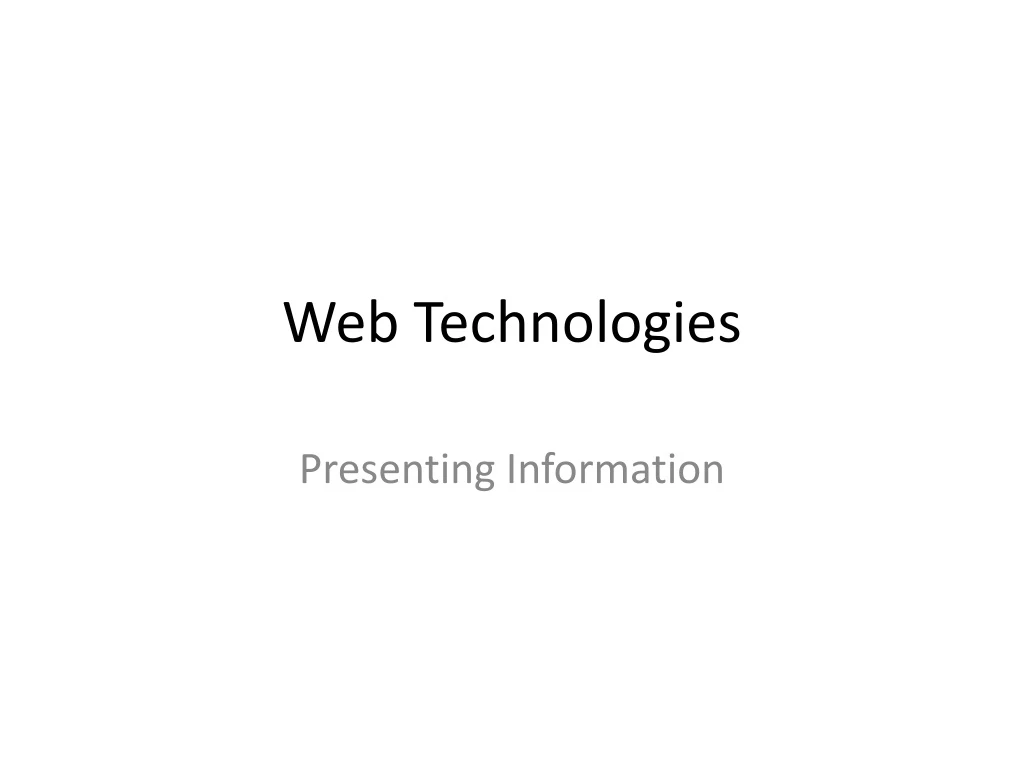 web technologies