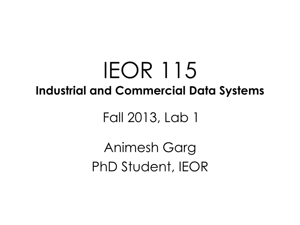 ieor 115 industrial and commercial data systems