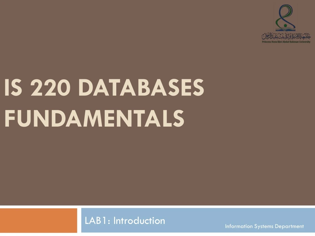 is 220 databases fundamentals