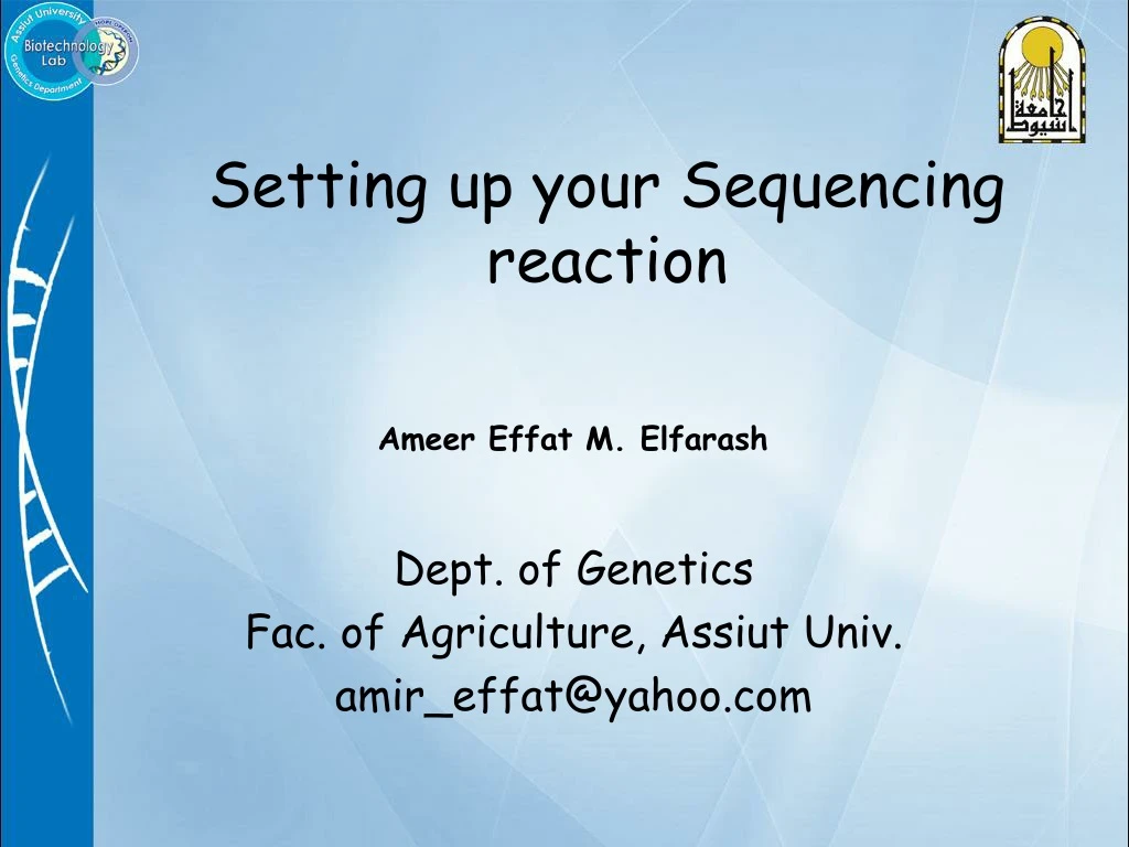 setting up your sequencing reaction