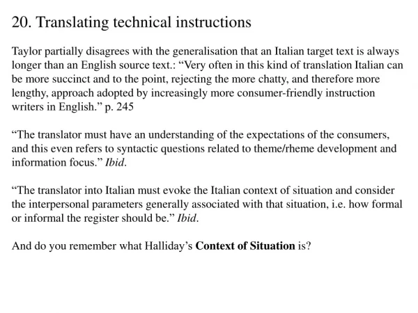 20. Translating technical instructions