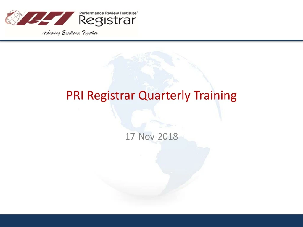pri registrar quarterly training