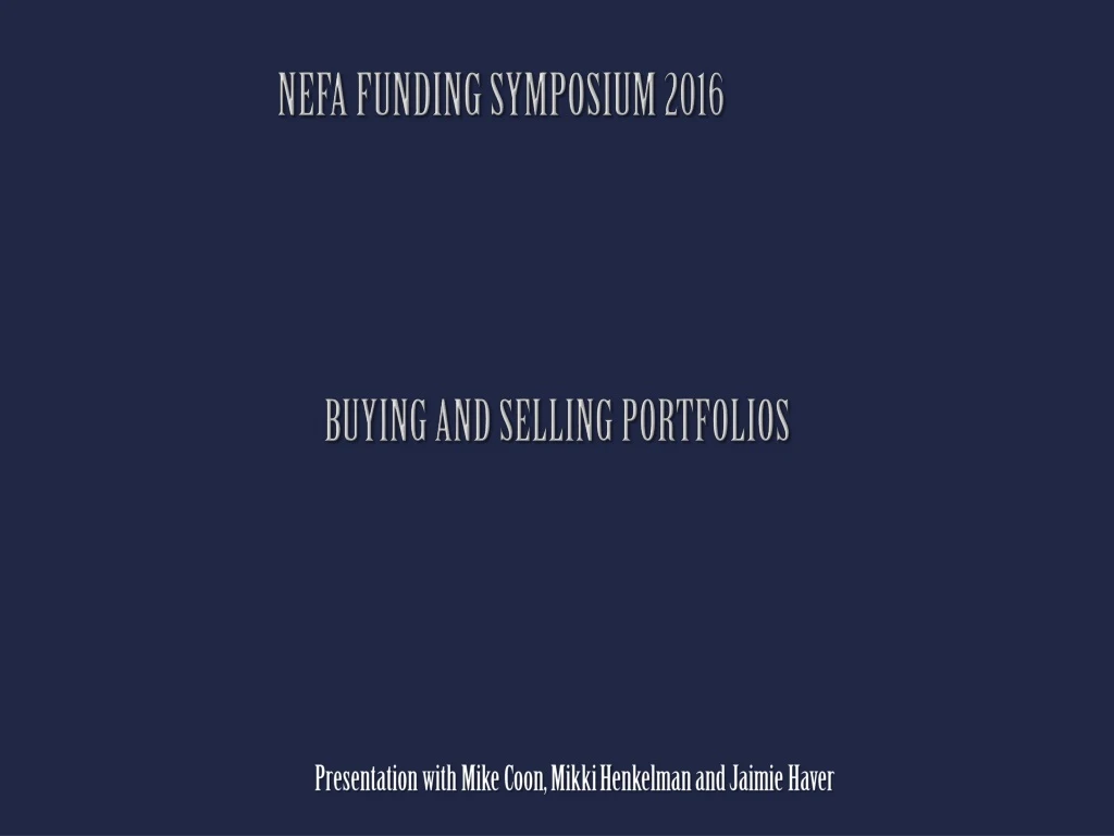 buying and selling portfolios