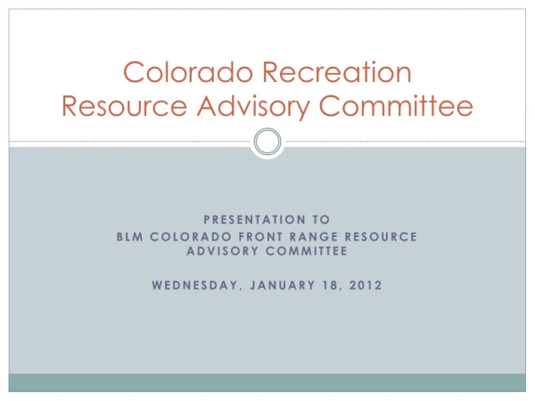 Colorado Recreation Resource Advisory Committee