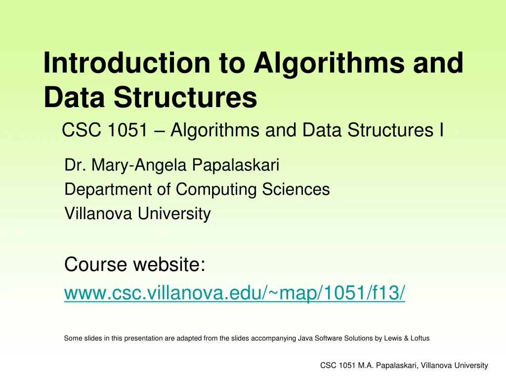 csc 1051 algorithms and data structures i