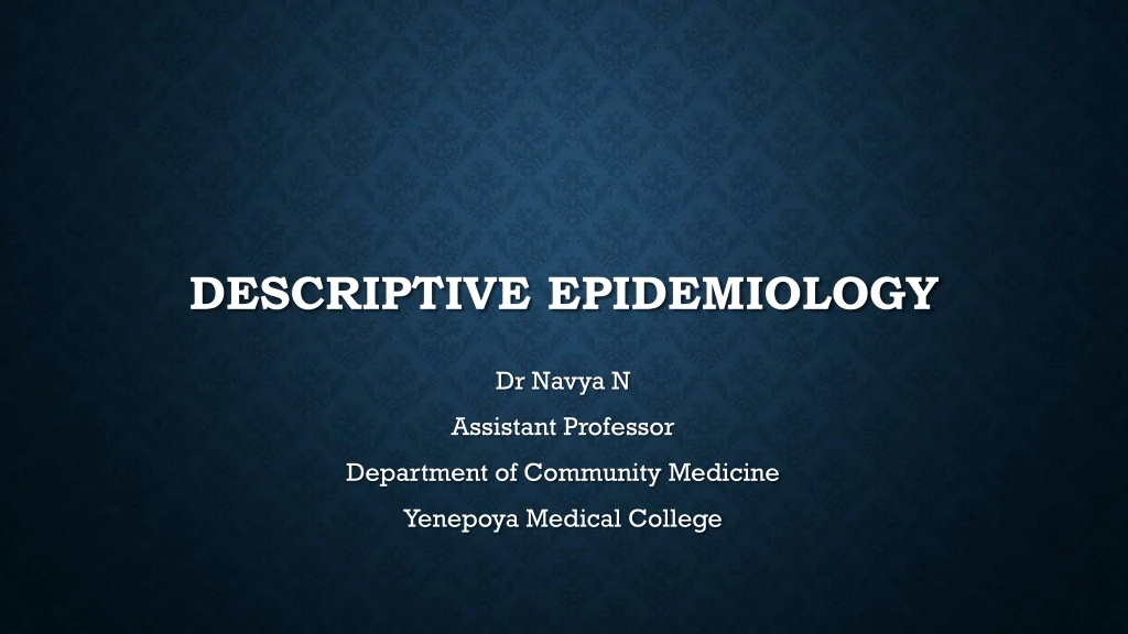 descriptive epidemiology
