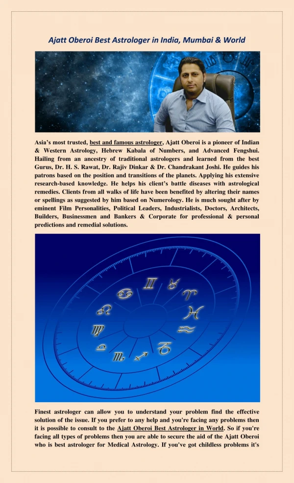 Ajatt Oberoi Best Astrologer in India, Mumbai & World
