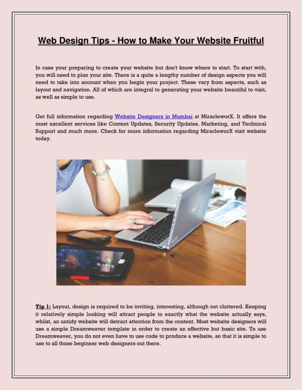 web design tips how to make your website fruitful