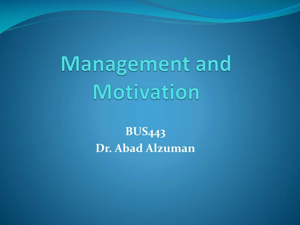 management and motivation