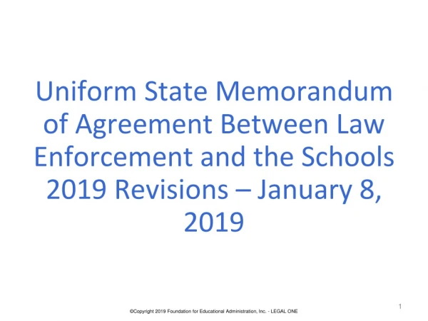 Uniform State Memorandum of Agreement Between Education and Law Enforcement