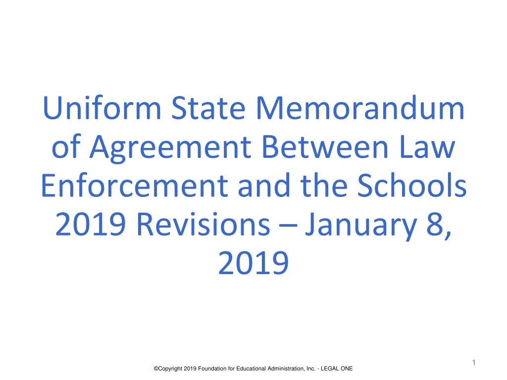 uniform state memorandum of agreement between
