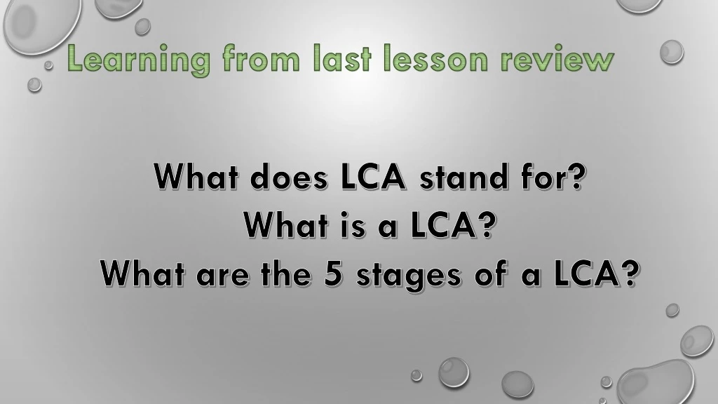 learning from last lesson review