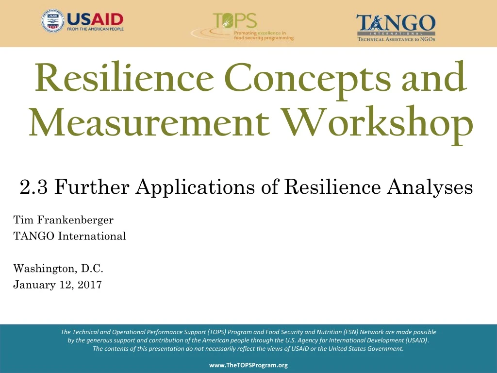 resilience concepts and measurement workshop