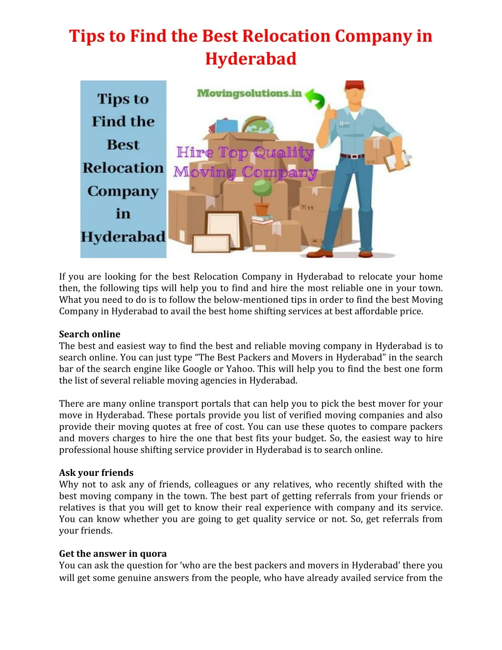 tips to find the best relocation company