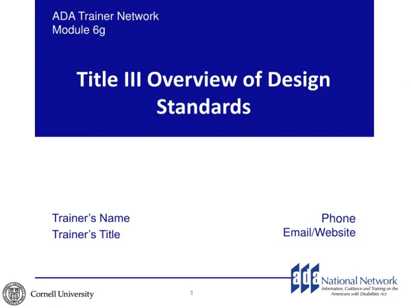 Title III Overview of Design Standards