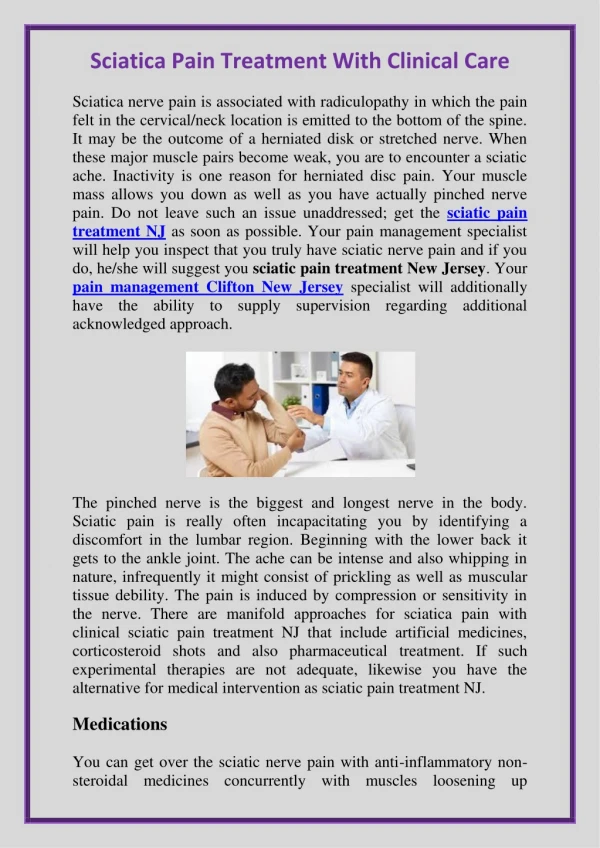 sciatica pain treatment with clinical care
