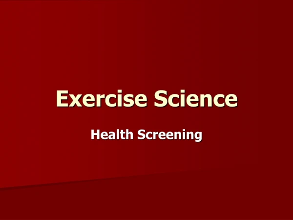 Exercise Science