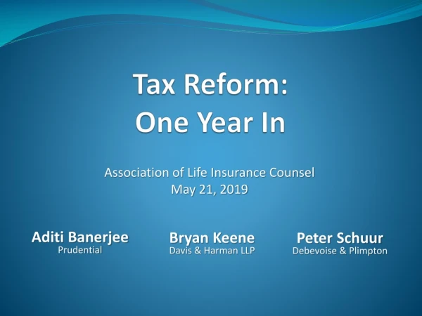 Tax Reform: One Year In