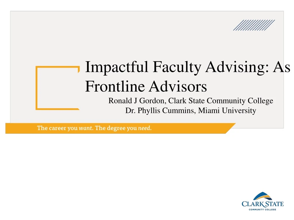 impactful faculty advising as frontline advisors