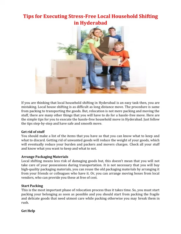 tips for executing stress free local household