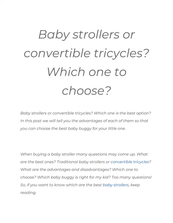 Baby strollers or convertible tricycles? Which one to choose?