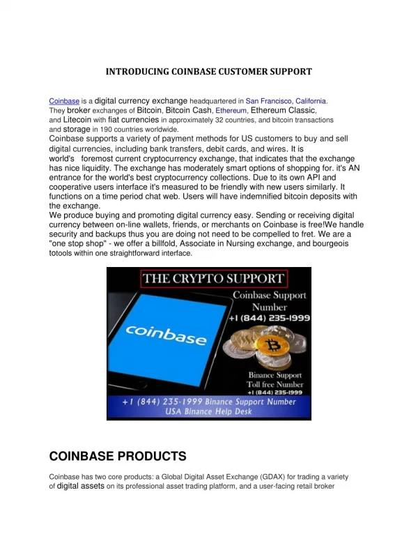 Coinbase Customer Support 1 (844) 235-1999 USA Binance Support HelpDesk