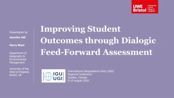 Improving Student Outcomes through Dialogic Feed-Forward Assessment