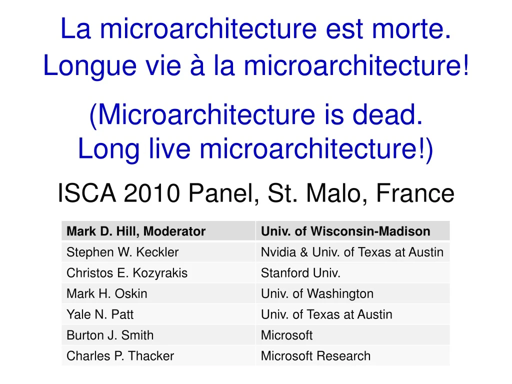 la microarchitecture est morte longue vie la microarchitecture