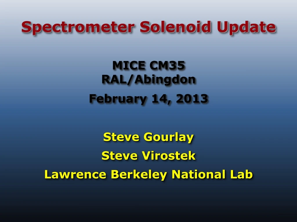 spectrometer solenoid update