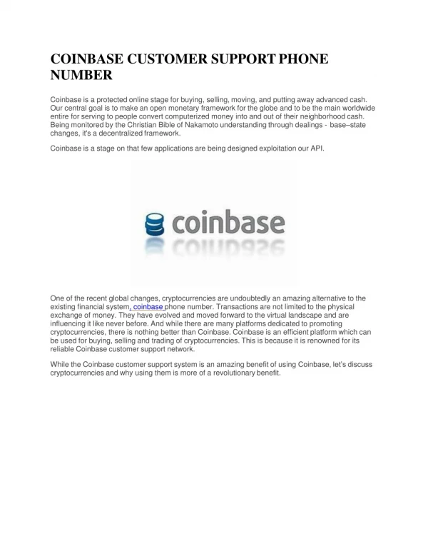 COINBASE CUSTOMER SUPPORT PHONE NUMBE