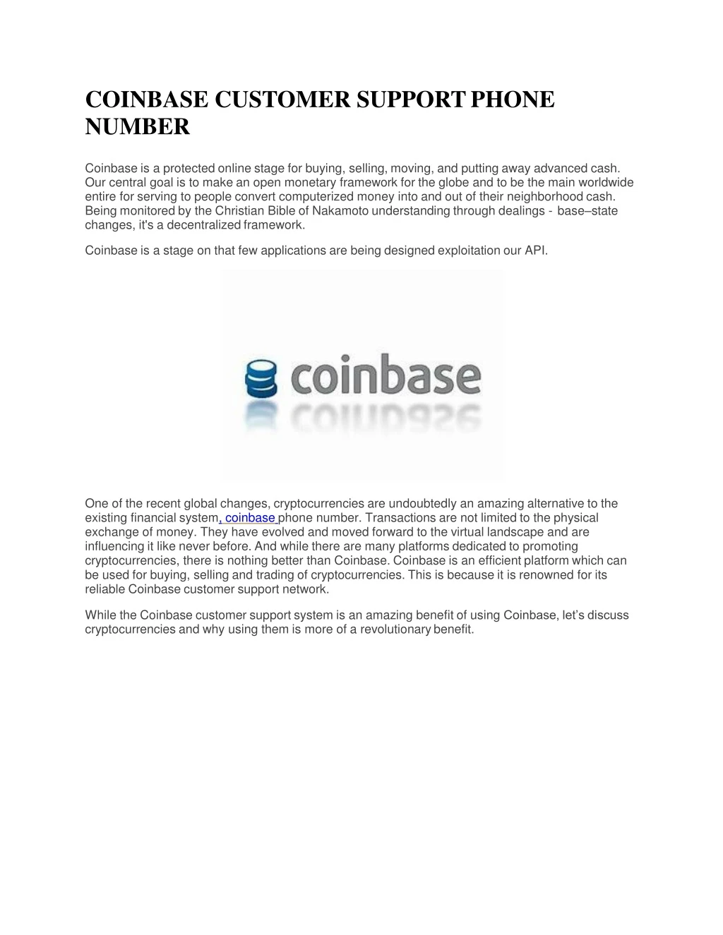 coinbase customer support phone number coinbase
