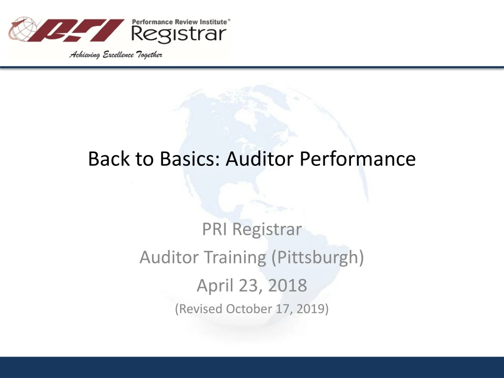 back to basics auditor performance