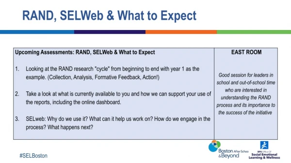 RAND, SELWeb &amp; What to Expect