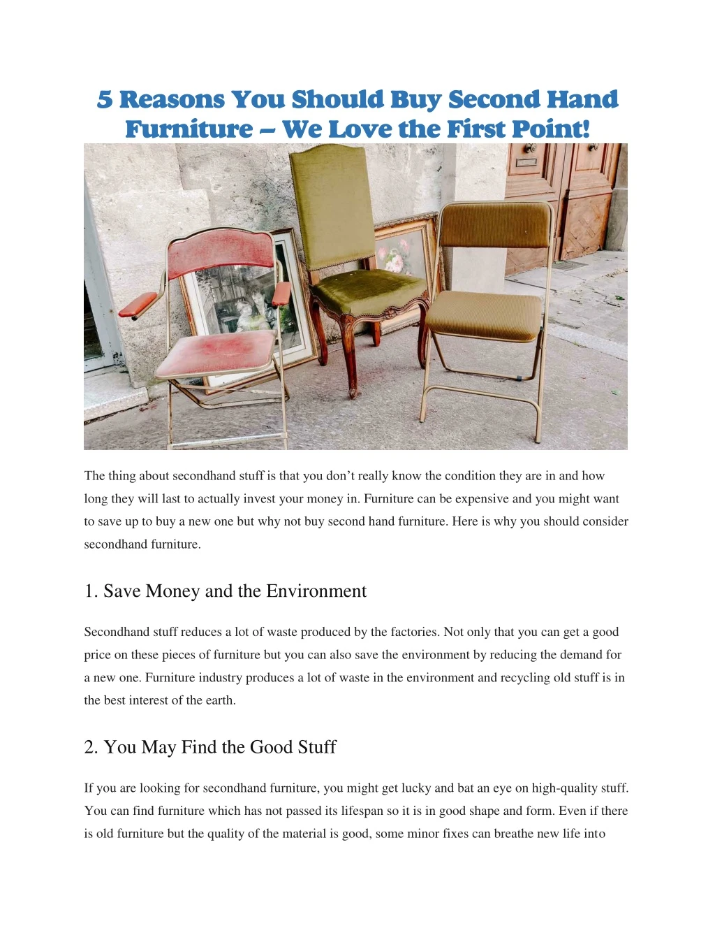 5 reasons you should buy second hand furniture