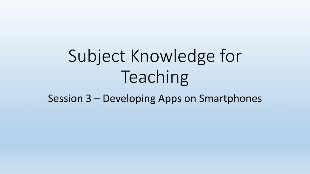 subject knowledge for teaching