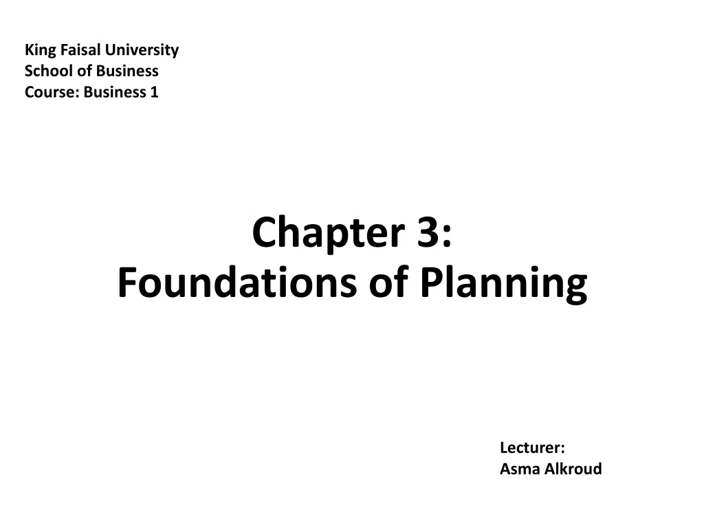 chapter 3 foundations of planning