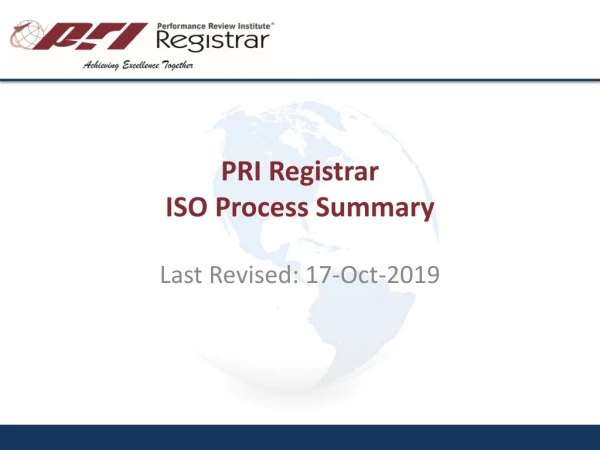 PRI Registrar ISO Process Summary