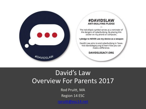 David’s Law Overview For Parents 2017