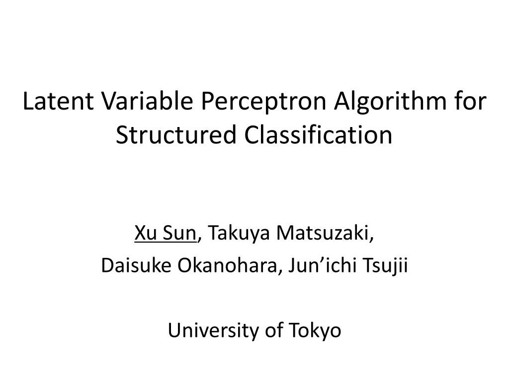 latent variable perceptron algorithm for structured classification