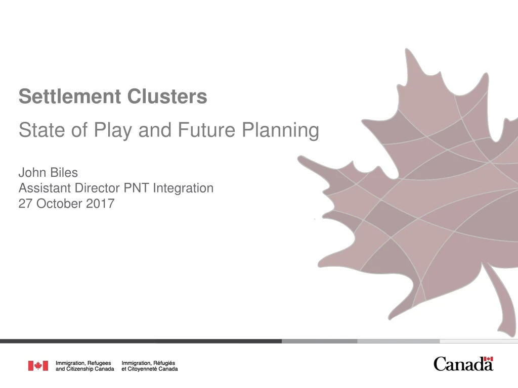 settlement clusters state of play and future