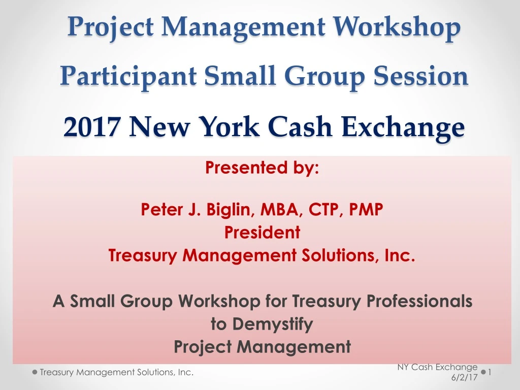 project management workshop participant small group session 2017 new york cash exchange
